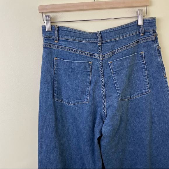 Alice + Olivia Beta Wide Leg Embroidered Gaucho Denim Jeans in SIZE 30 / 10 - Picture 10 of 14